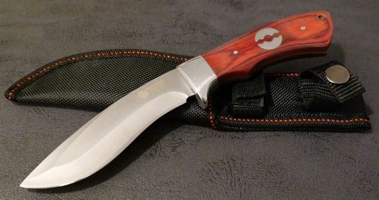 9” Mini Kukri Fixed Blade Knife Wood Handle Nylon Sheath 440 Stainless Steel Edc