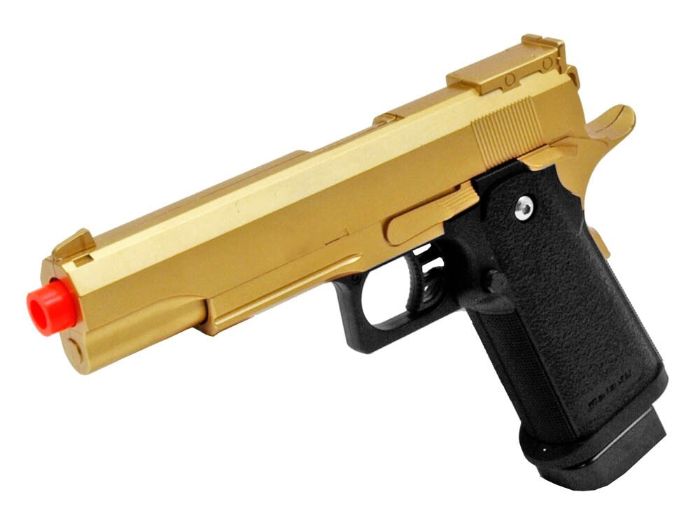 G6 Spring Airsoft Pistol Gold Full Metal 310 Fps 6mm Bbs Ukarms 15rd Magazine