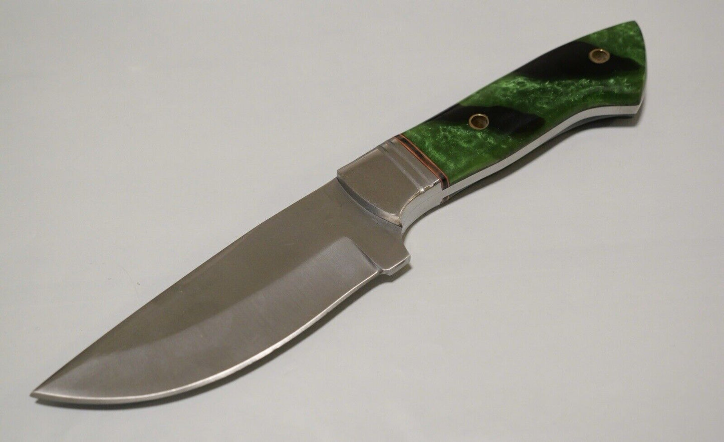 9” Emerald Fixed Blade Knife Chrome Leather Sheath Full Tang Hand Forged Green