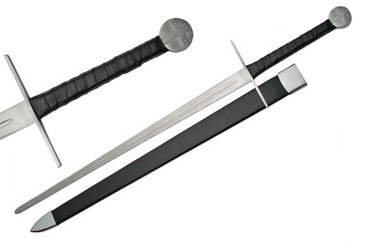 Epic Two Handed 48” Longsword Leather Sheath Medieval Cross Full Tang XL Huge