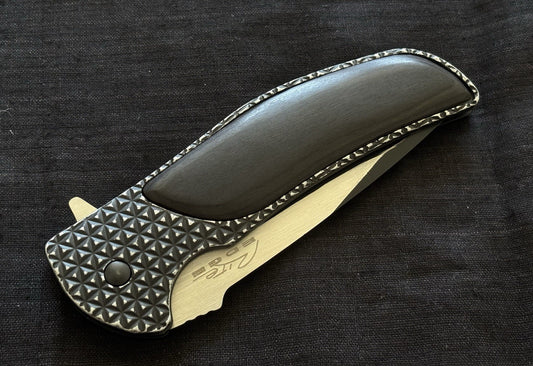 Classic Pocket Knife Full Size Spring Assist Black Wood Handle Sharp Belt Clip