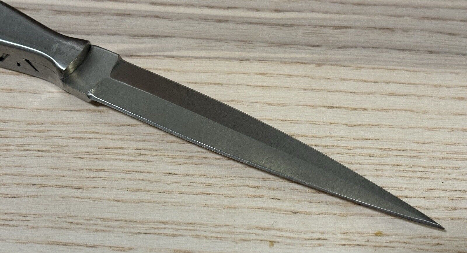 9” Slim Fixed Blade Knife Double Edge Spear Tip Custom Leather Sheath Full Tang 