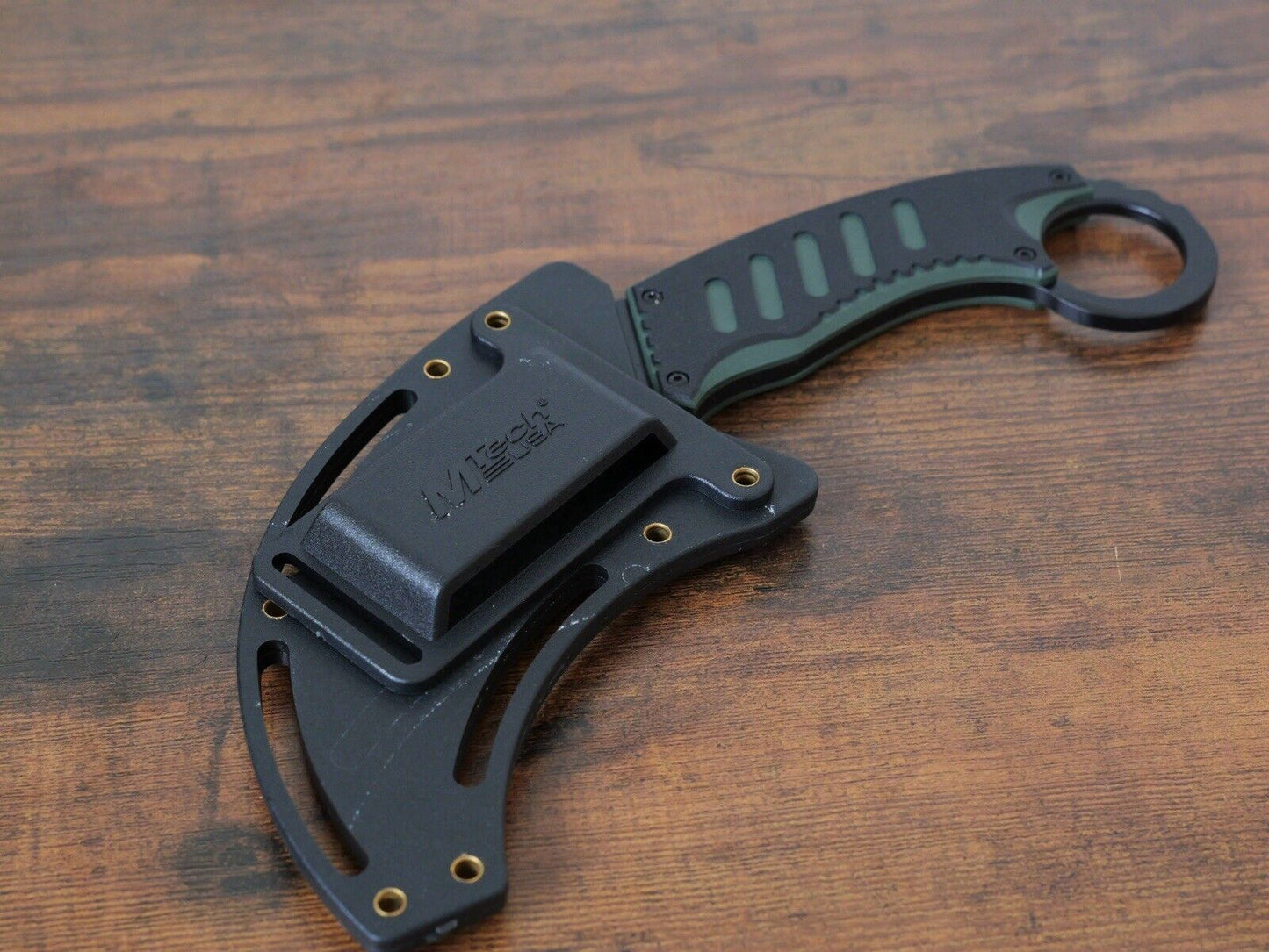 7.5” Fixed Blade Knife Karambit Black G10 Scales Hard Sheath Belt Loop Stealth