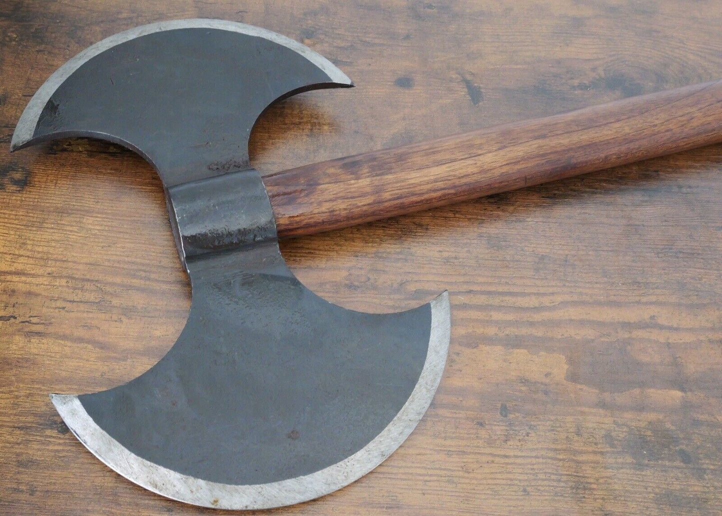 30” Hand Forged Battle Axe 12x8” Head Double Headed Carbon Steel Wood Full Size