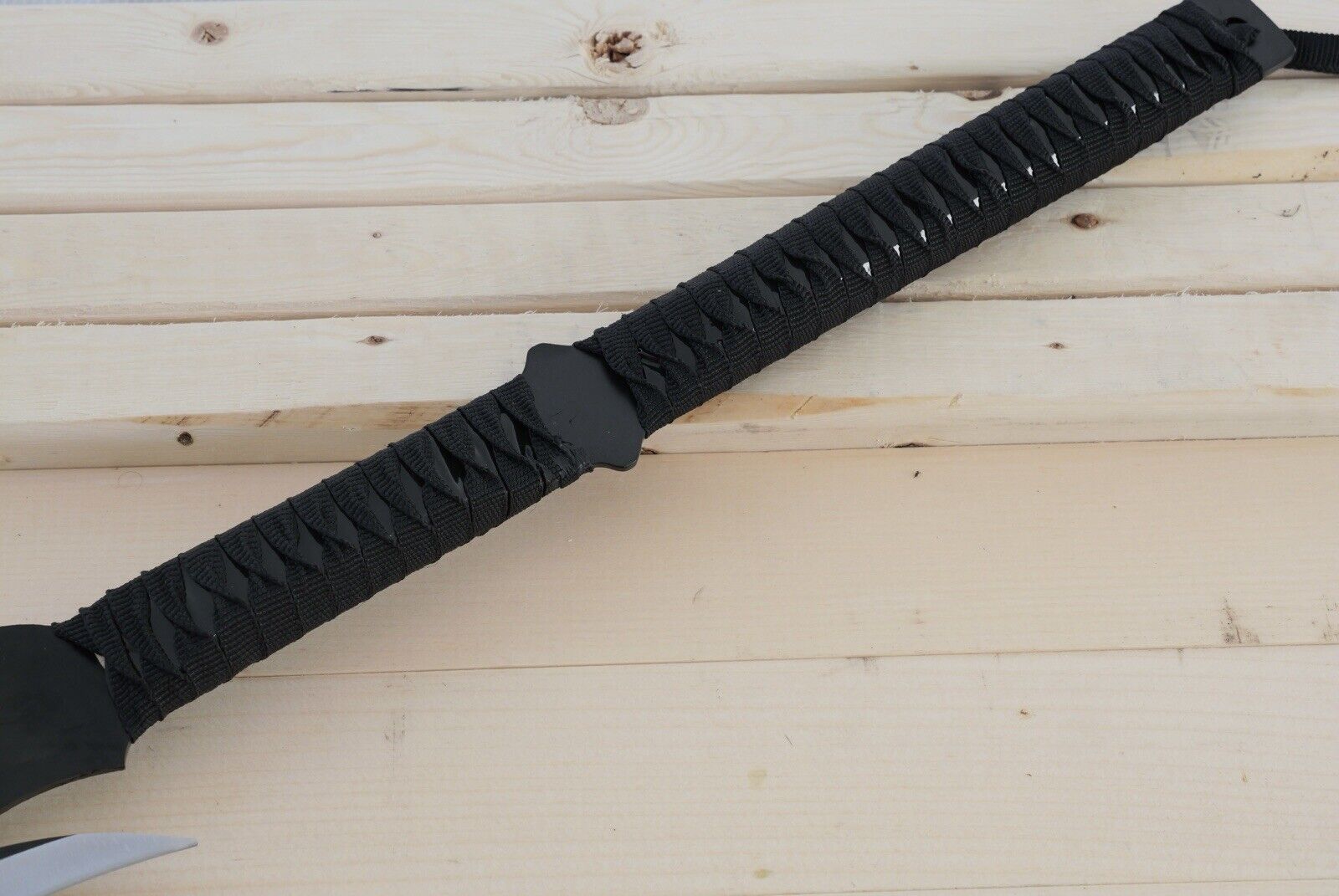 28” Zombie Machete Two Handed Full Tang Black Spear Sharp Sheath Back Strap