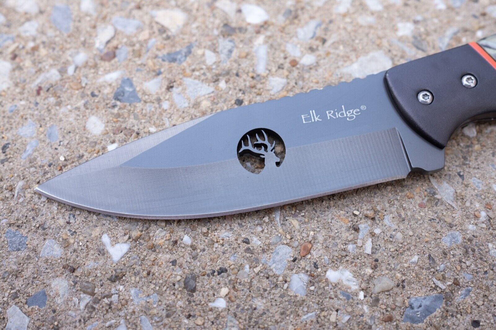 Elk Ridge Fix Blade Knife Graphite Full Tang Full Grain Sheath Tactical 8"