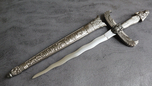 14” Kris Blade Dagger Double Edge Sharp Metal Scabbard Pharaoh Egyptian Mummy
