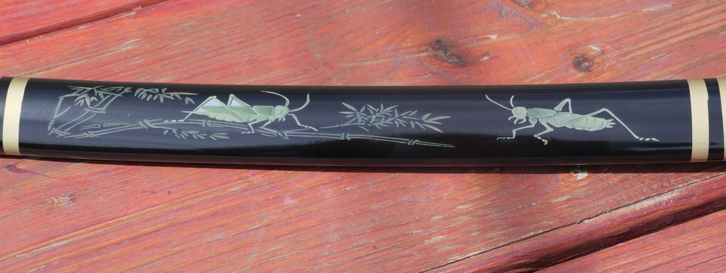 41" GRASSHOPPER SAMURAI Gold Blade Battle Ready Sharp Wood Scabbard Ornate Hilt
