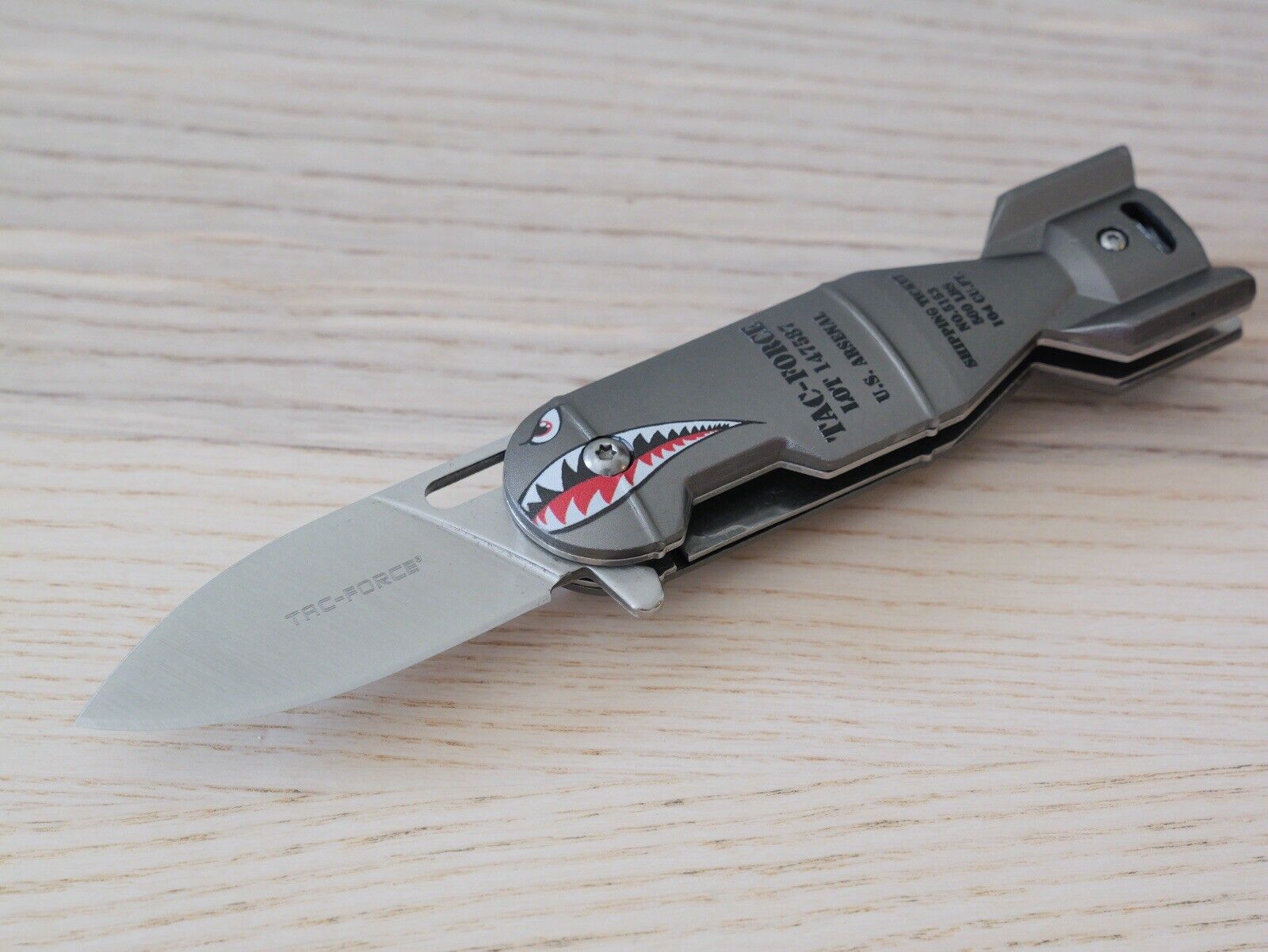 Small Pocket Knife Missile USA Army Design Spring Assist Pocket Clip Shark Gray