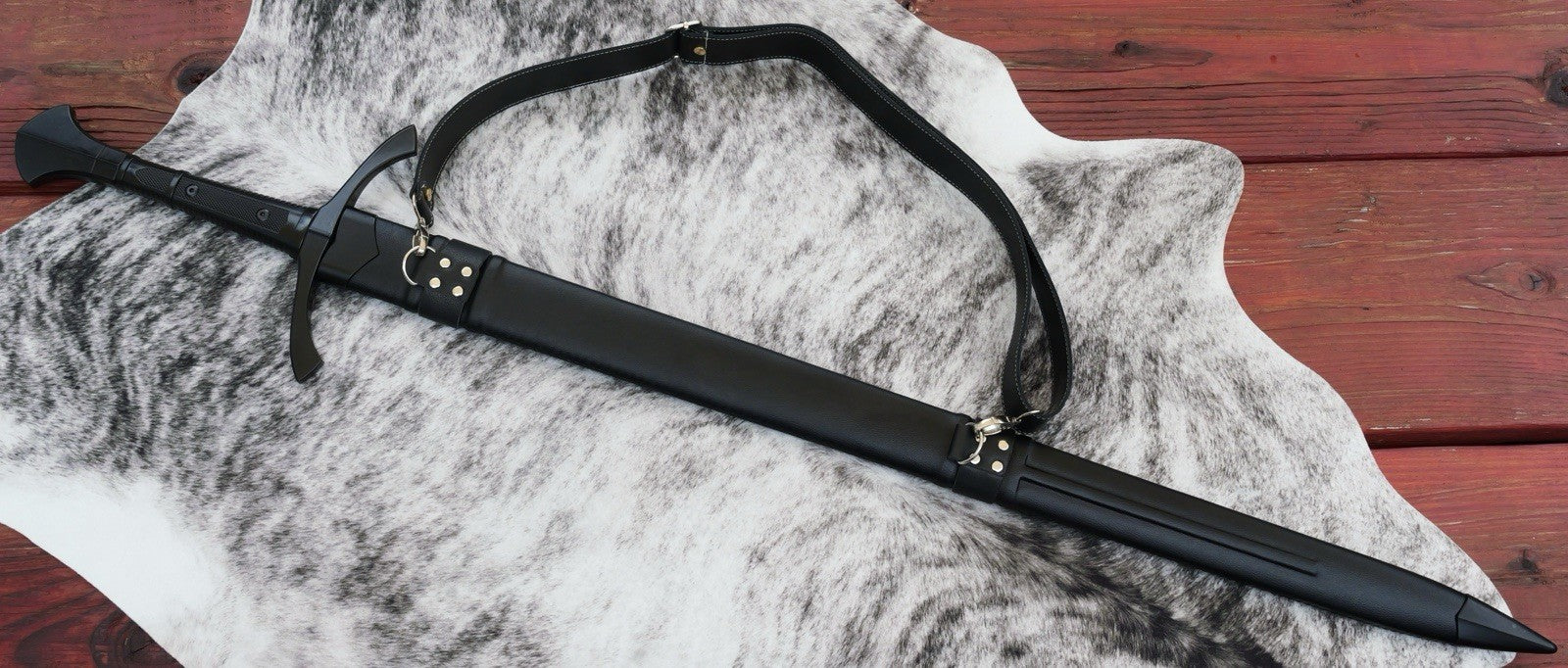 47” Medieval Longsword Dark Knight Black Sharp Battle Ready Double Edge 1065