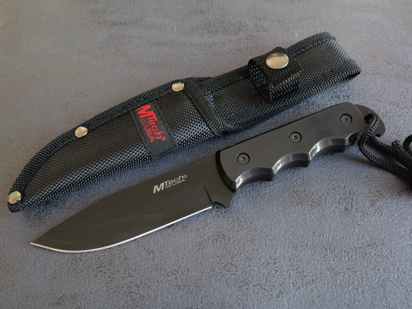 8” Fixed Blade Knife Full Tang Black Nylon Sheath 4mm Thick Tactical Edc