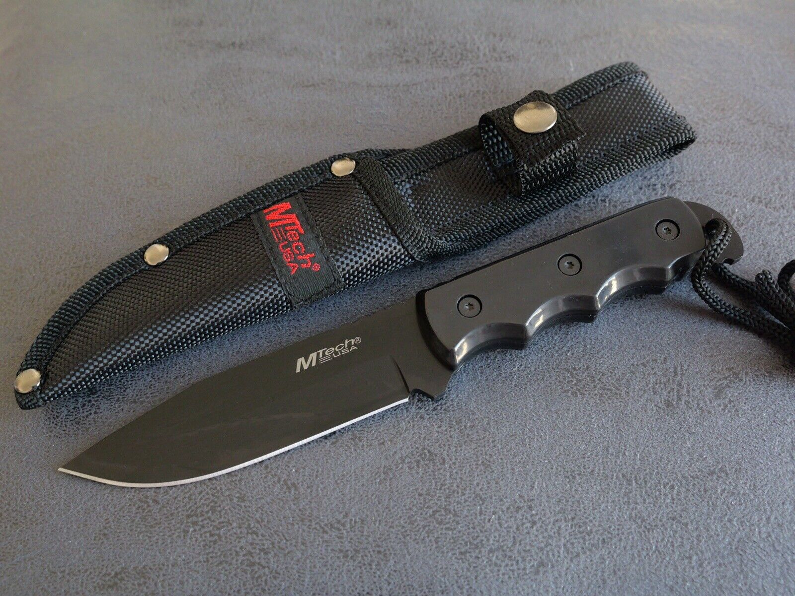 8” Fixed Blade Knife Full Tang Black Nylon Sheath 4mm Thick Tactical Edc