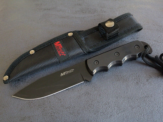 8” Fixed Blade Knife Full Tang Black Nylon Sheath 4mm Thick Tactical Edc