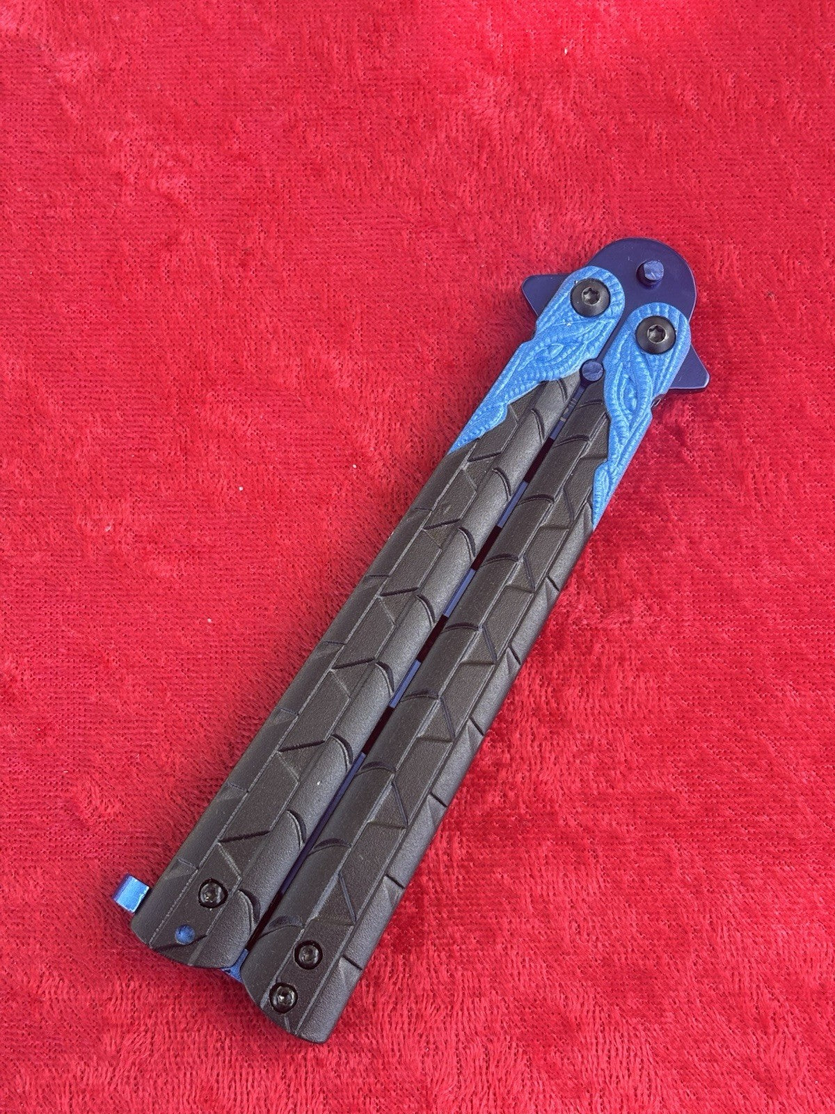 5.5" TRAINING BUTTERFLY Balisong Practice Blue Gradient Flip Trick Toy Blunt