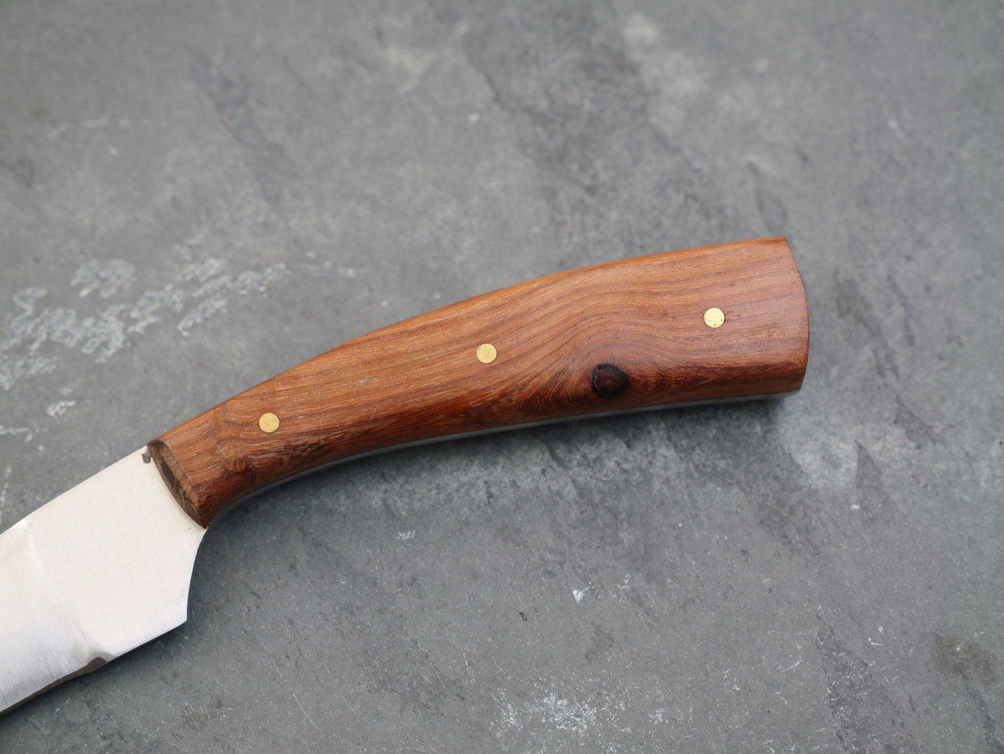 7.5” Fixed Blade Knife Wood Handle Full Tang Leather Sheath High Carbon Steel 