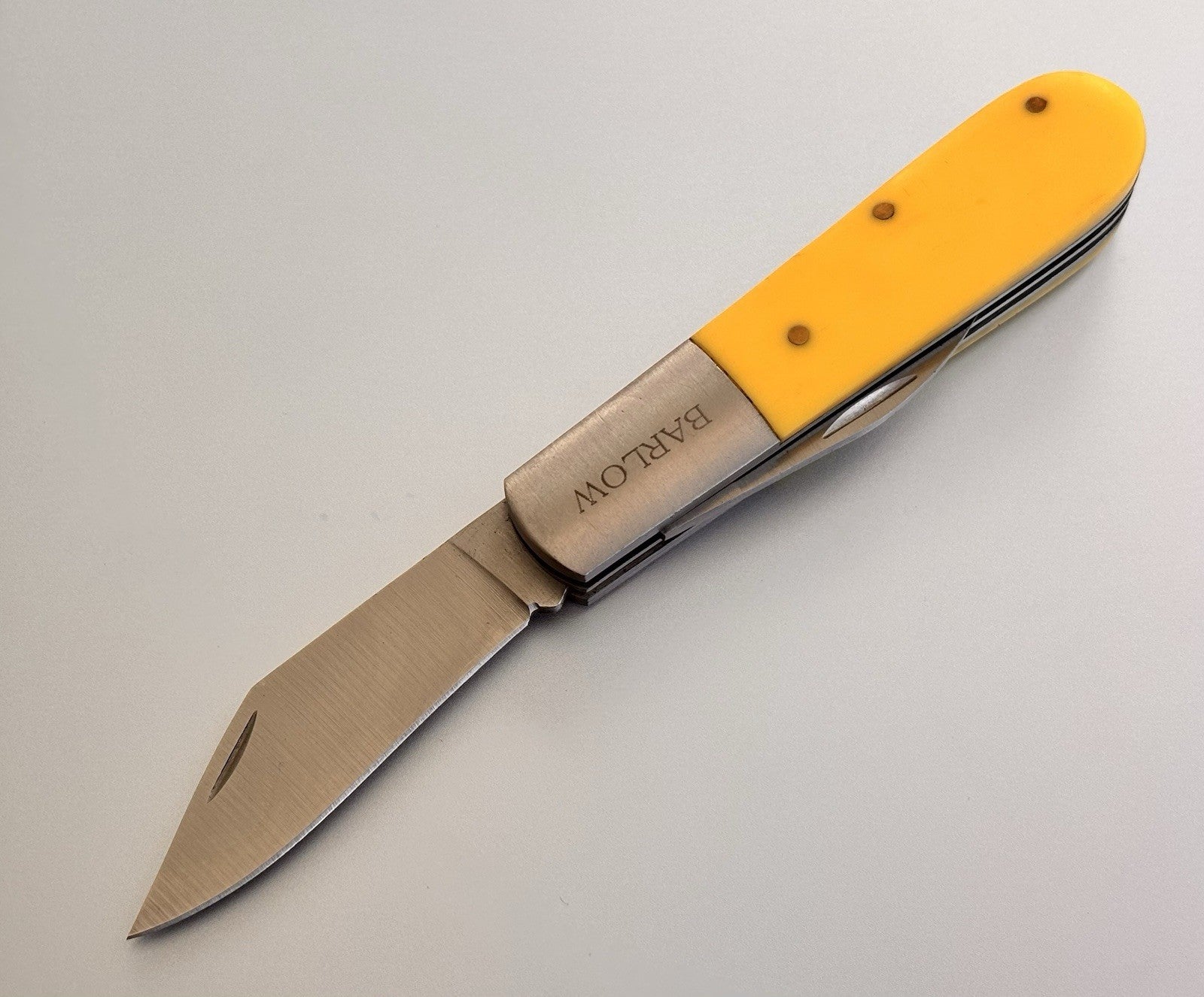 Yellow Barlow Vintage Retro Pocket Knife 2 Blades Sharp Stainless Steel 3.5”