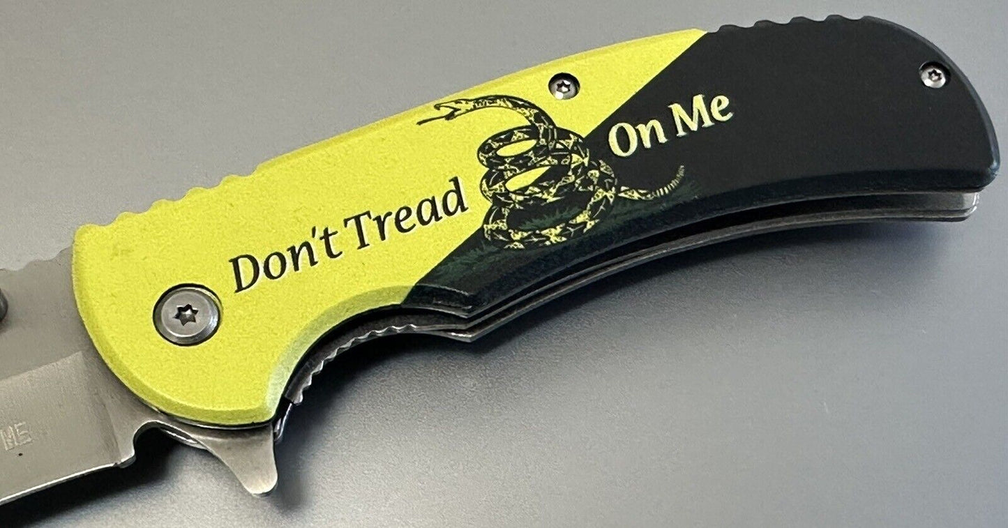 Full Size Pocket Knife Don’t Tread On Me 4.5” Full Metal 440 Stainless Steel EDC