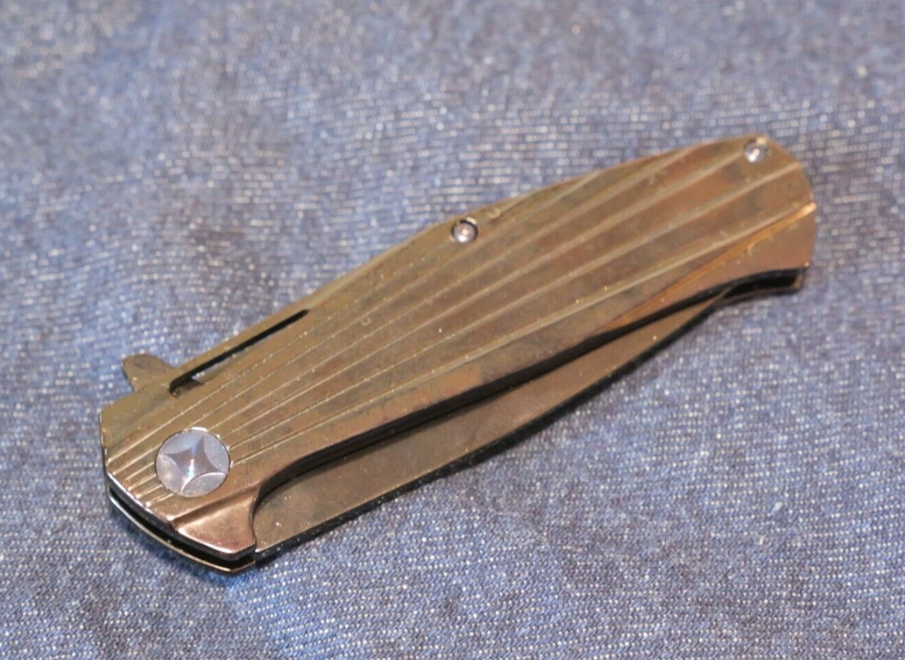 Black Pocket Knife Hi Tech TiNite Coated Blade Full Size Metal Handle Manual EDC
