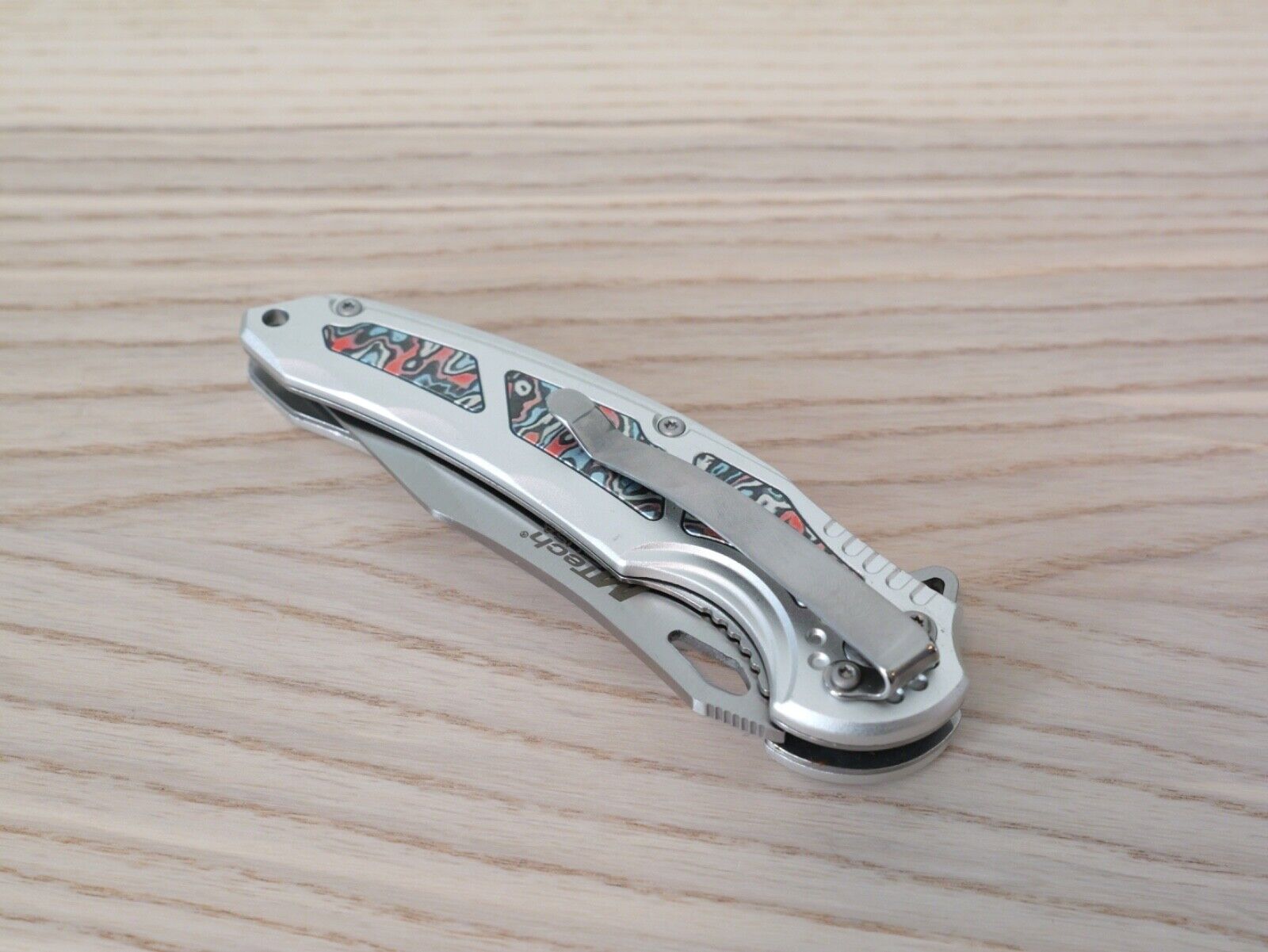 8" Full Metal Spring Assist Pocket Knife Pocket Clip Tie-Dye Psychedelic Design