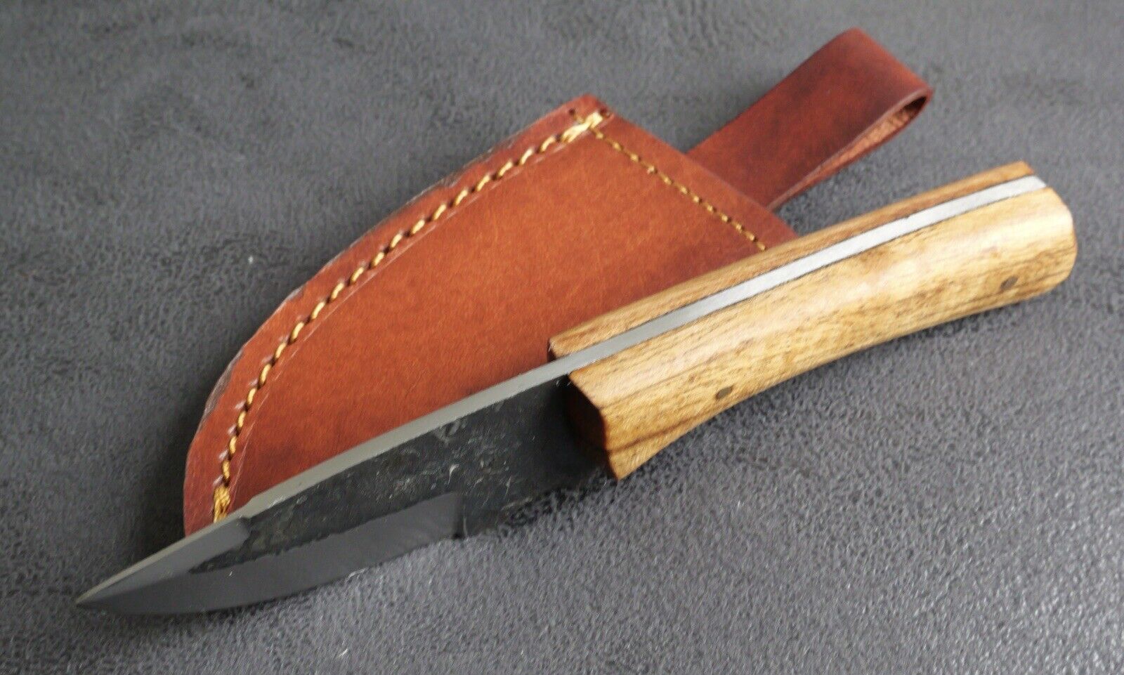 7” Mini Fixed Blade Knife Hand Forged Carbon Steel Full Tang Custom Leather