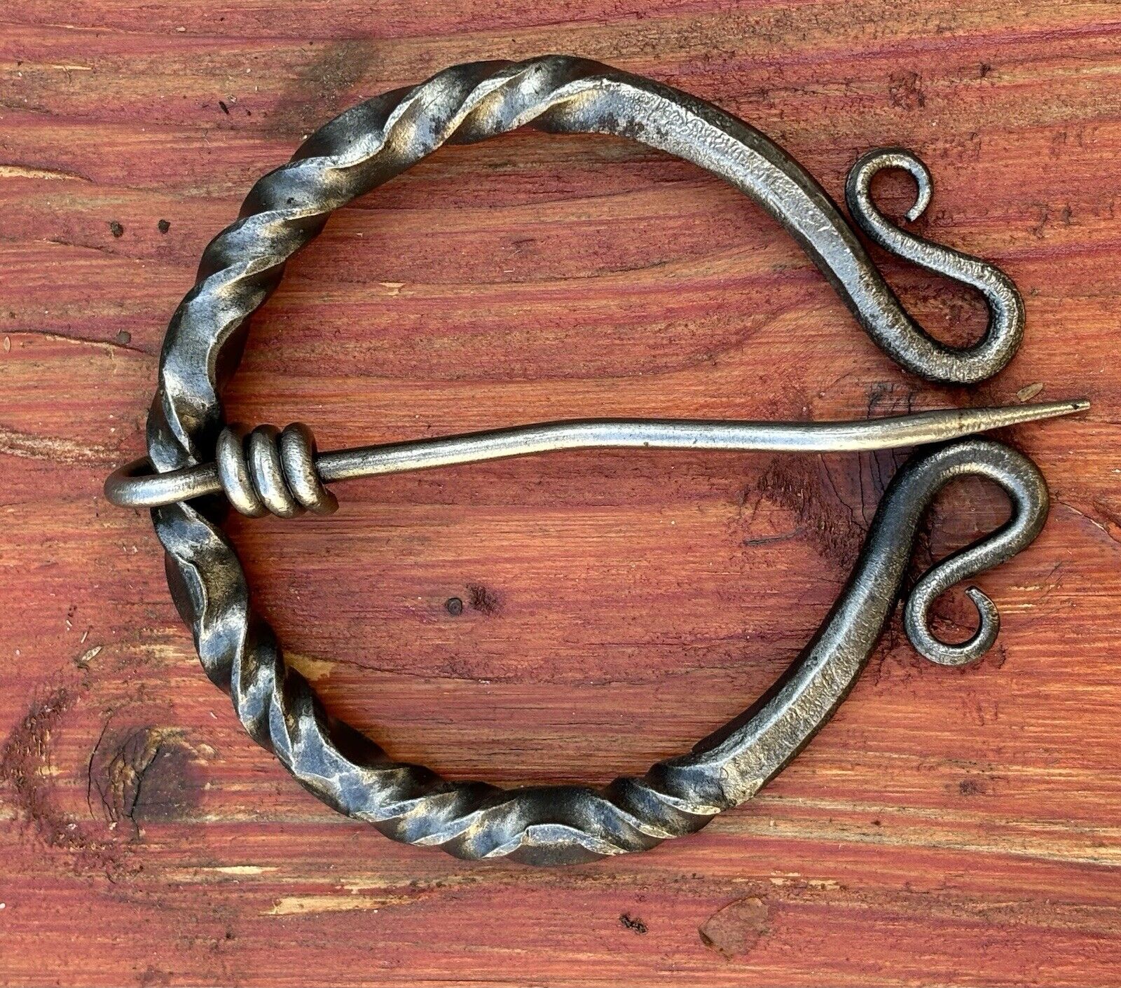 Medieval Cloak Pin Brooch Iron Hand Forged 3inches Heavy Duty Blacksmith Ornate