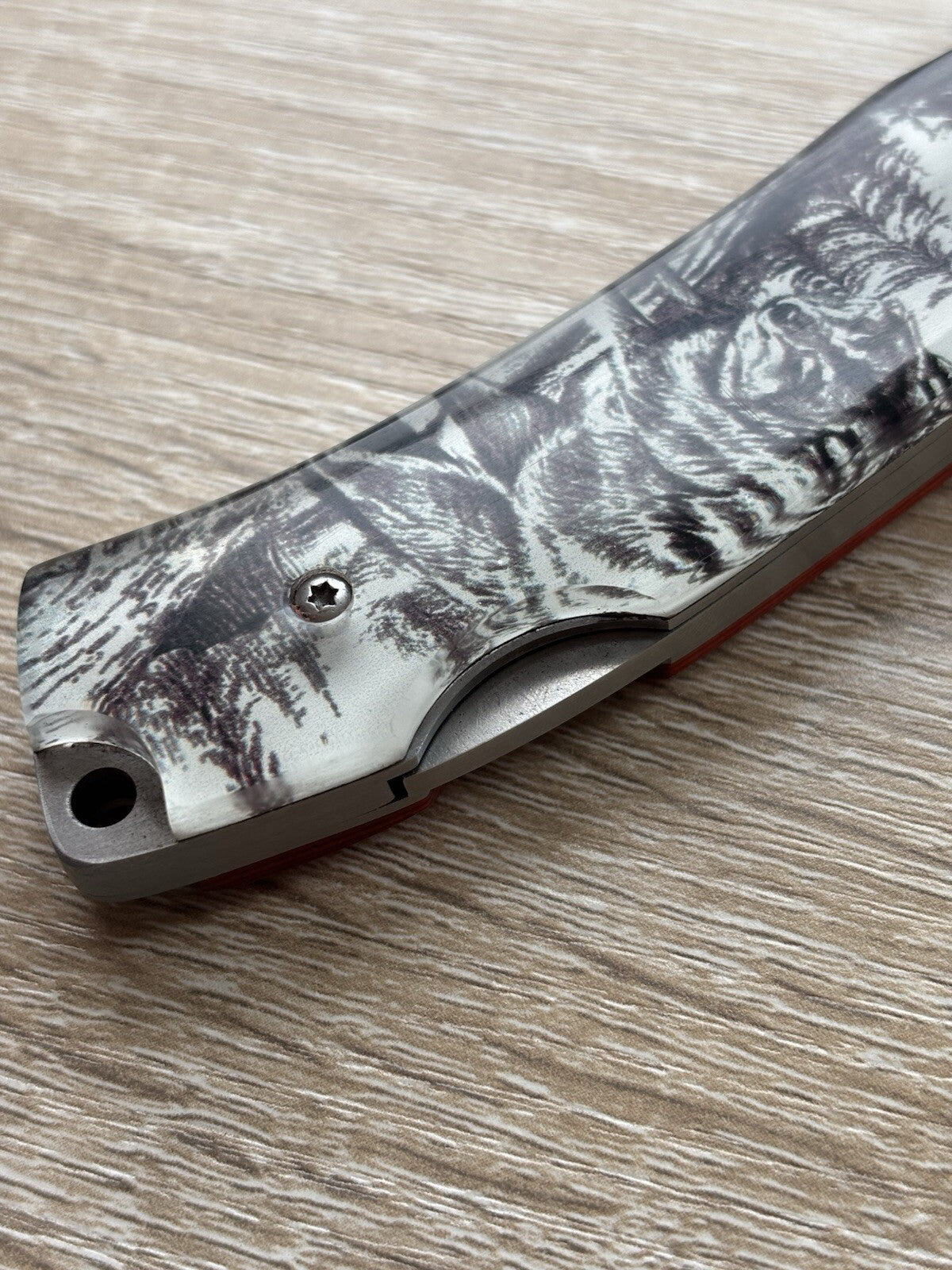 Elk Ridge Pocket Knife Wolf Manual Lockback Medium Size Wood Handle