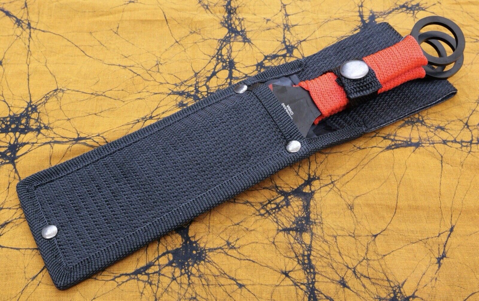 9” Throwing Knife Set 3 Pcs Red Large Kunai Double Edge Spear Tip Balanced Sharp
