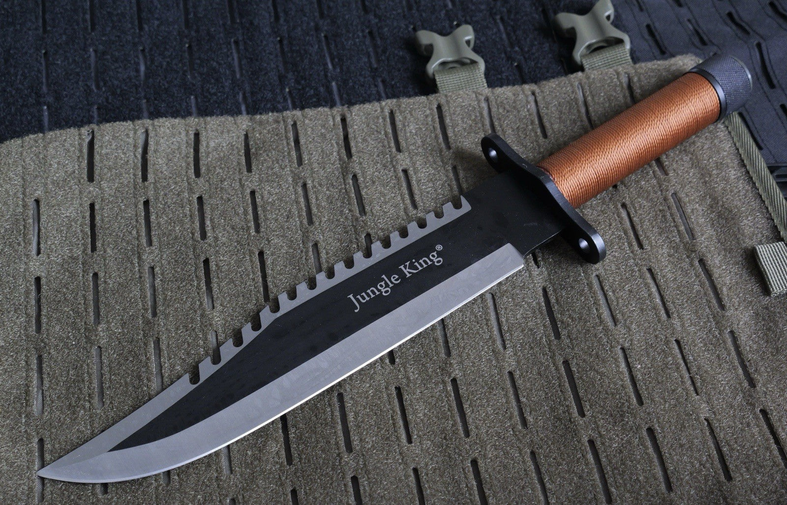 15” Survival Knife Fixed Blade Survival Kit Firstblood Tan 10” Blade Serrated