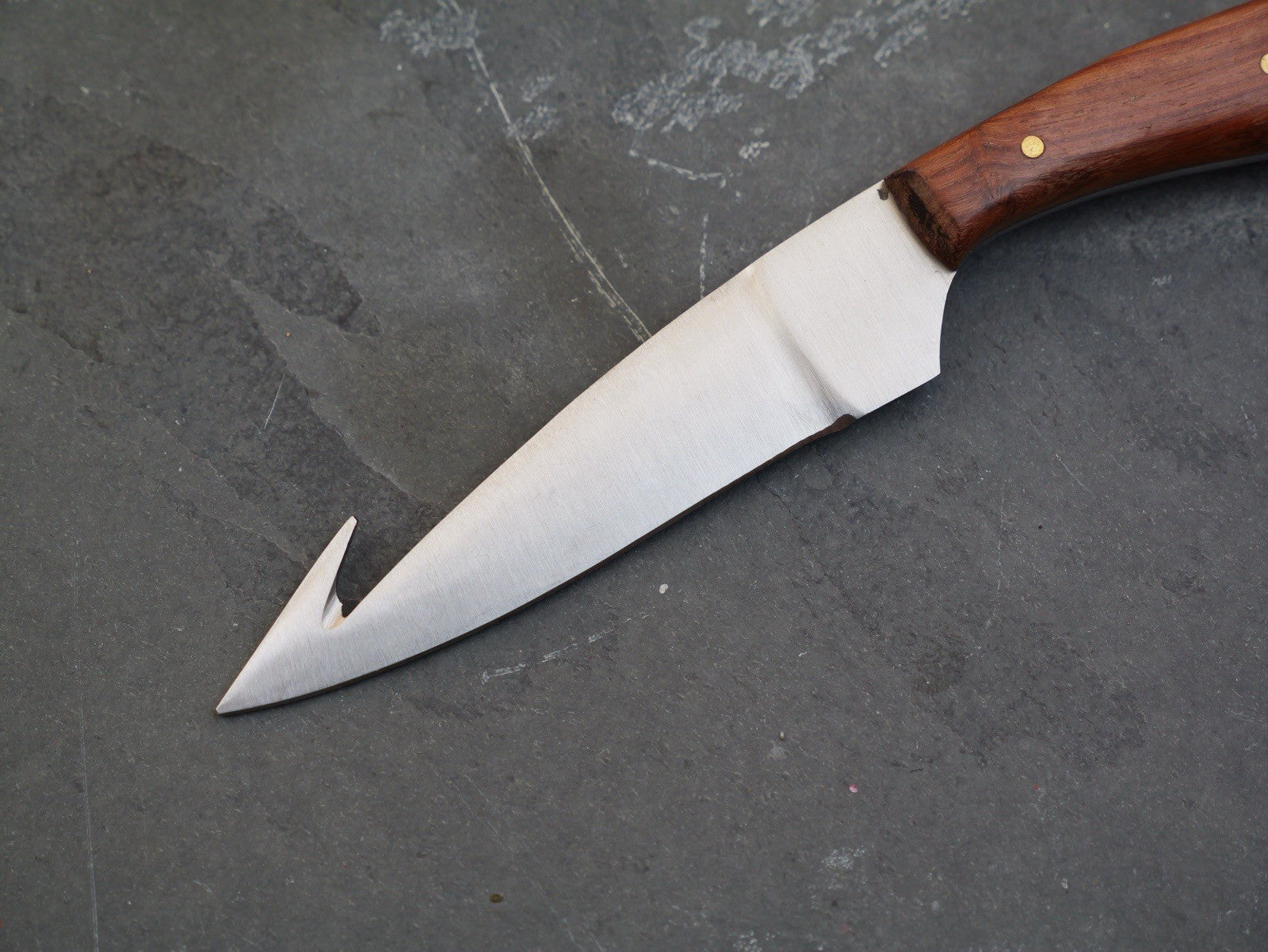 7.5” Fixed Blade Knife Wood Handle Full Tang Leather Sheath High Carbon Steel 