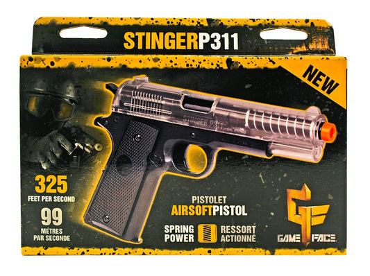 Stinger P311 Spring Powered Airsoft Pistol Game Face Super Power 325 FPs Clear