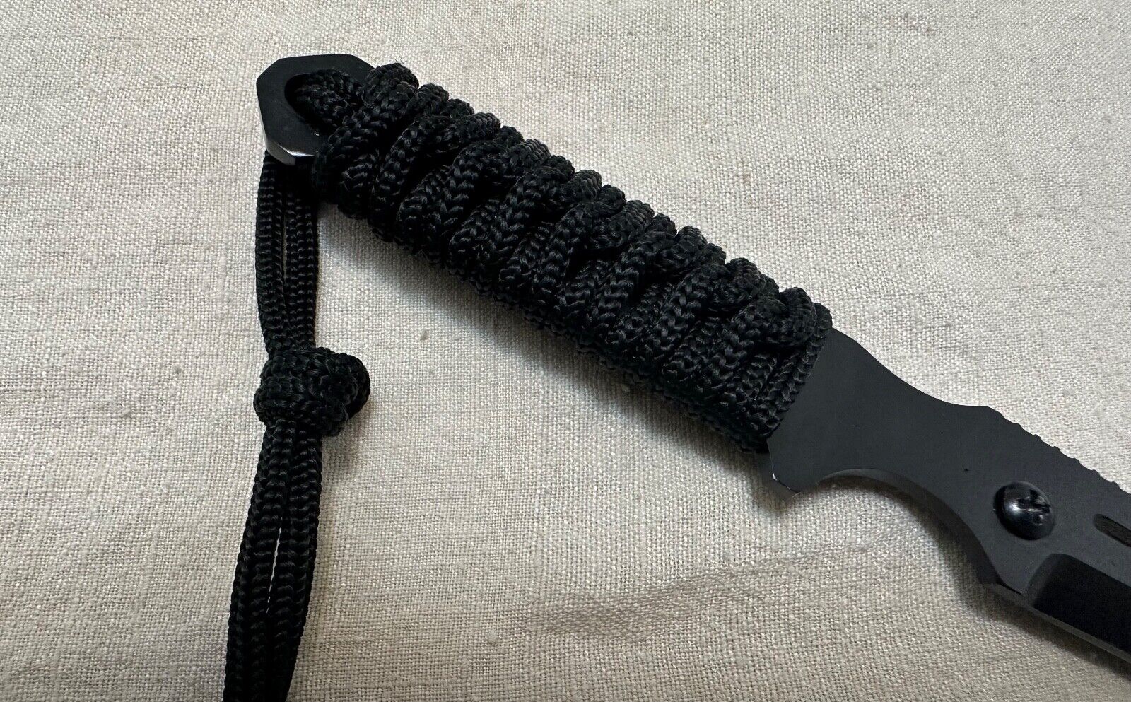 Neck Knife Full Tang Tanto Tip 8" Stealth Black Single Bevel Hard Sheath Sharp