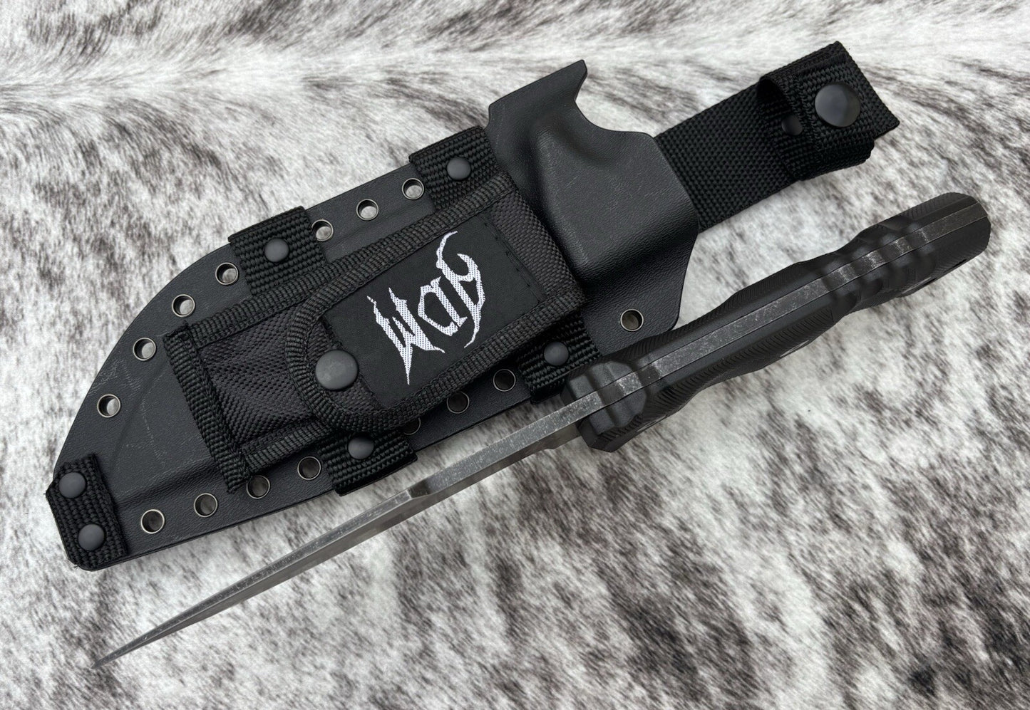 29cm Fixed Blade Knife Hard Sheath Belt Loop Full Tang Heavy Duty Sharp Black