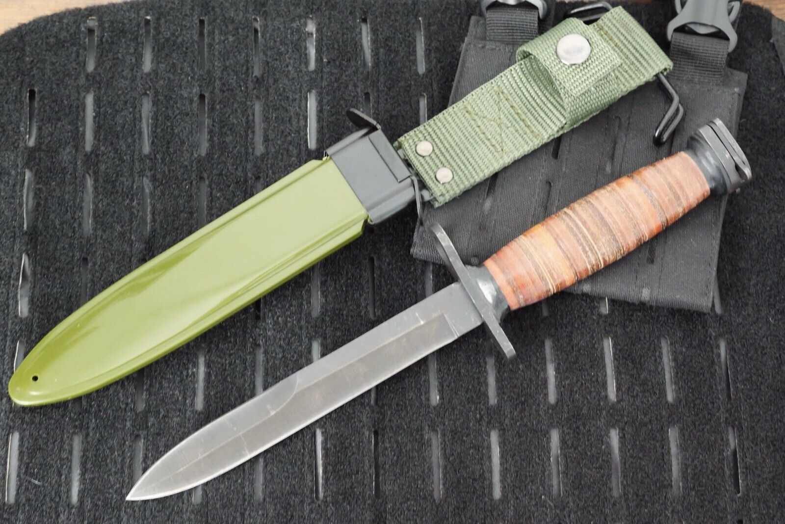 M-1 BAYONET SURVIVAL Knife Sharp Double Edge Scabbard Tactical Metal Holster 12”