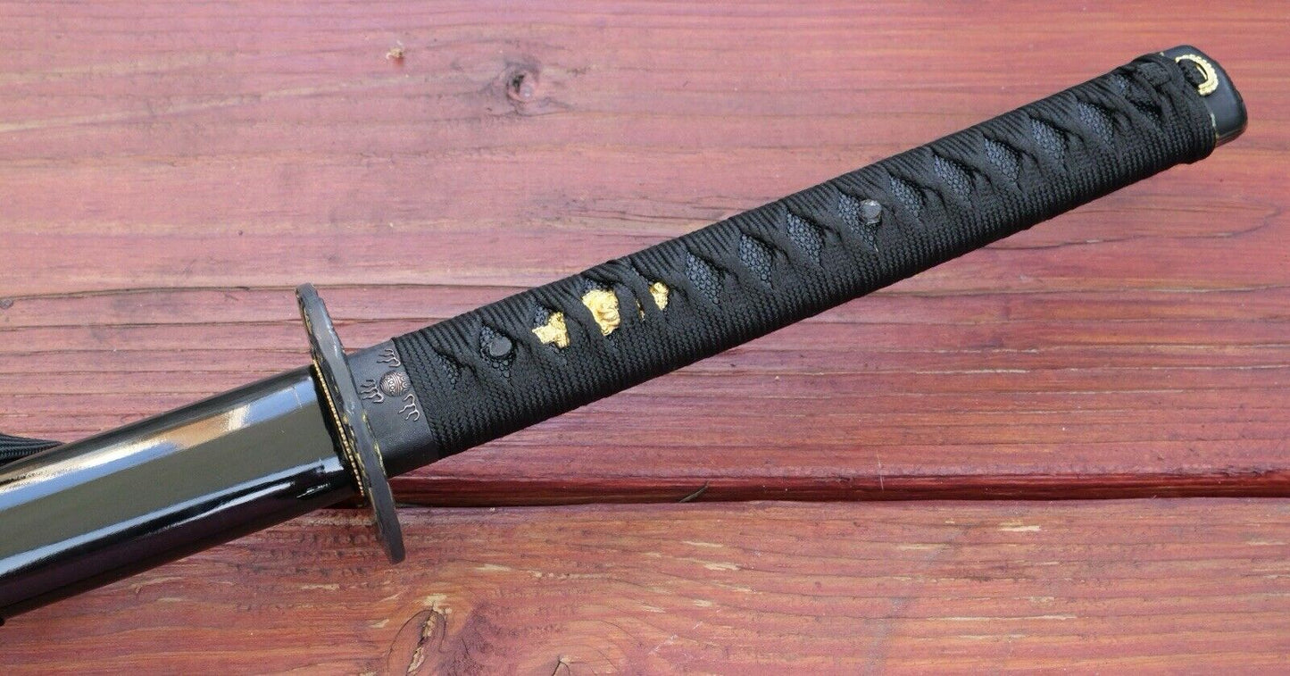 41” Samurai Sword Katana Black/gold Razor Sharp Battle Ready Stand Included XL