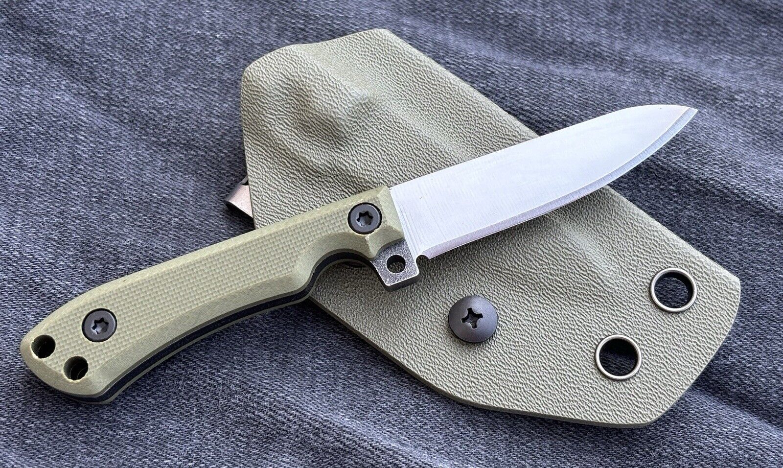 12cm Fixed Blade Knife Kydex Sheath Full Tang Back Pocket Clip Horizontal Carry