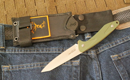 9" Fixed Blade Knife Horizontal Carry Hinterland Full Tang Green Tactical Sharp