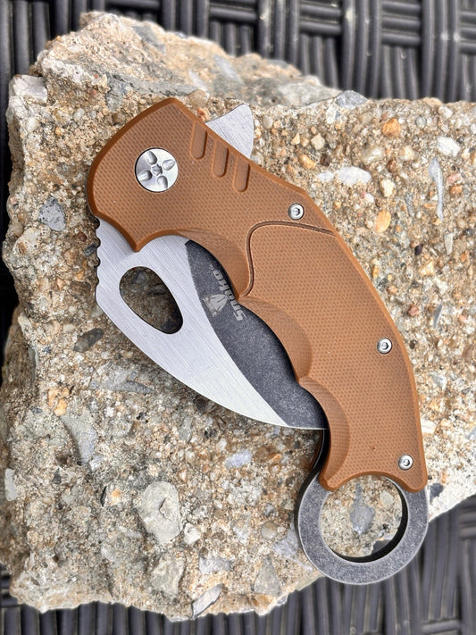Tactical Karambit Combat Knife Stealth Army Manual Folding Knife Desert G10