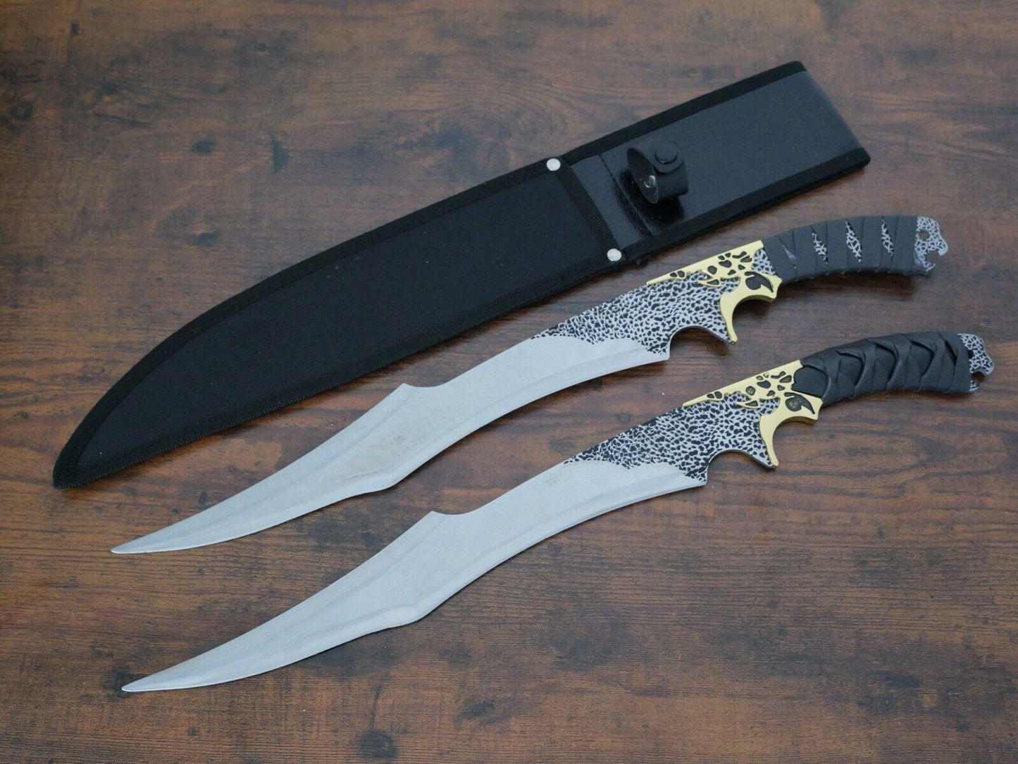 19” Elf Warrior Dual Short Swords With Display Stand Full Tang Sheath Fantasy ⚔️