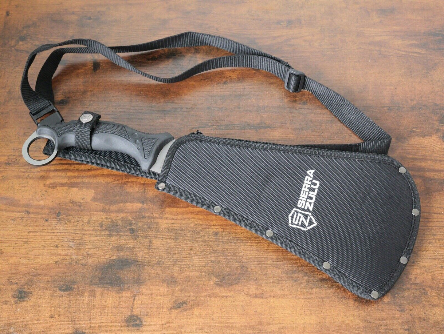 17” Clawhook Machete Rugged Heavy Duty Rubber Handle Tactical Sharp Thick Black