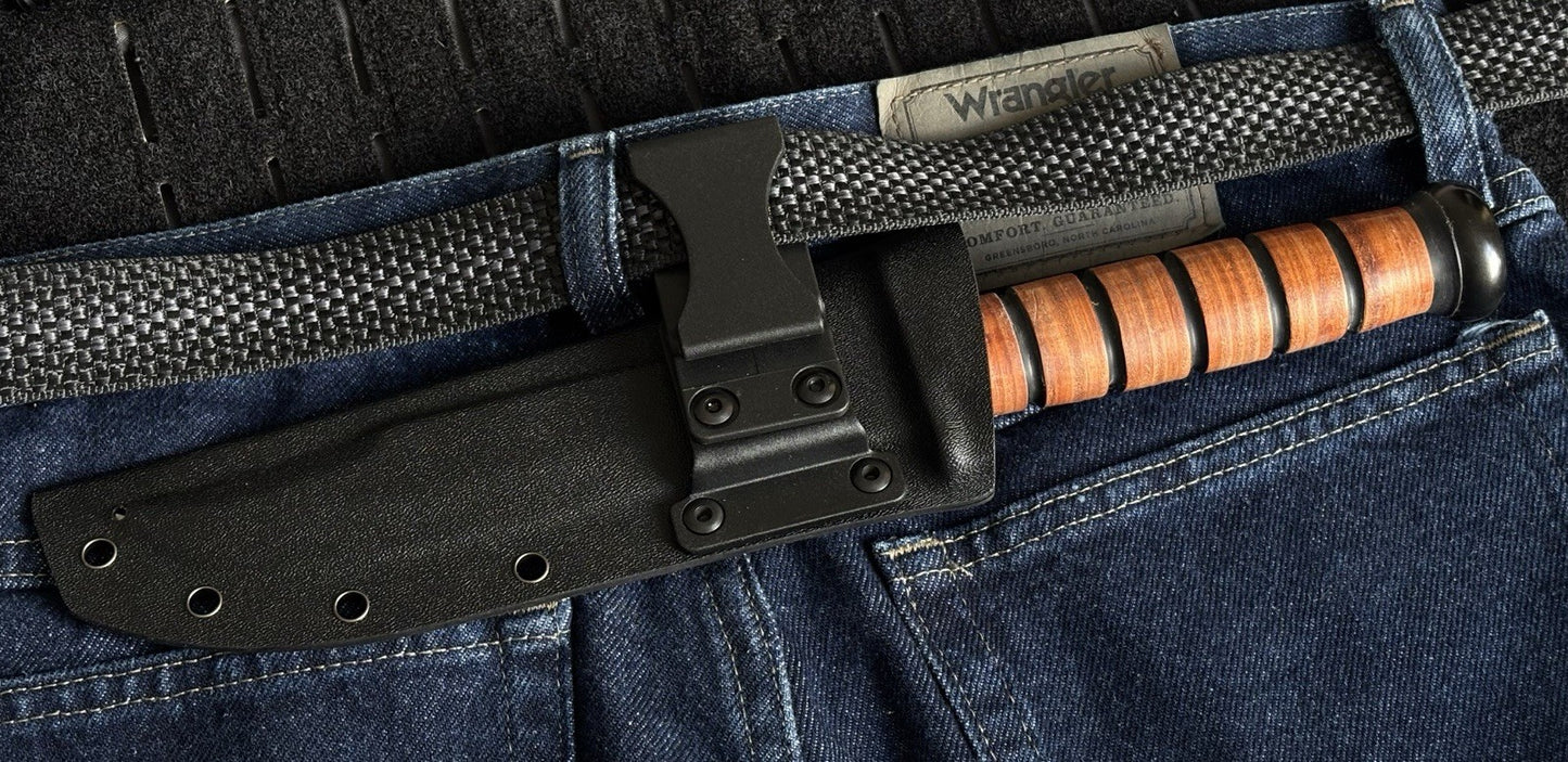 13” Tanto Combat Knife Military Marines Kydex Sheath Horizontal Carry Black Kbar