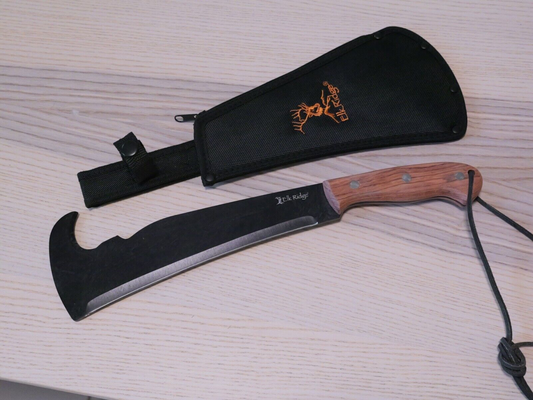 Mini Machete Elk Ridge 15" Overall Hook Blade Black 1.1lbs Sharp Nylon Sheath