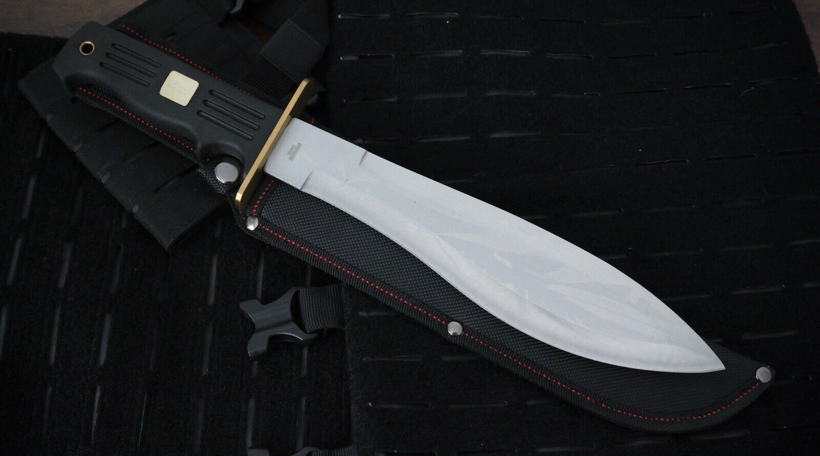 15” Bolo Machete Mini Black Brass Guard Tactical Rubber Handle Nylon Sheath