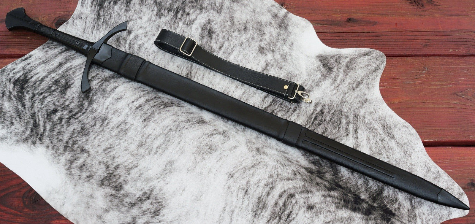 47” Medieval Longsword Dark Knight Black Sharp Battle Ready Double Edge 1065