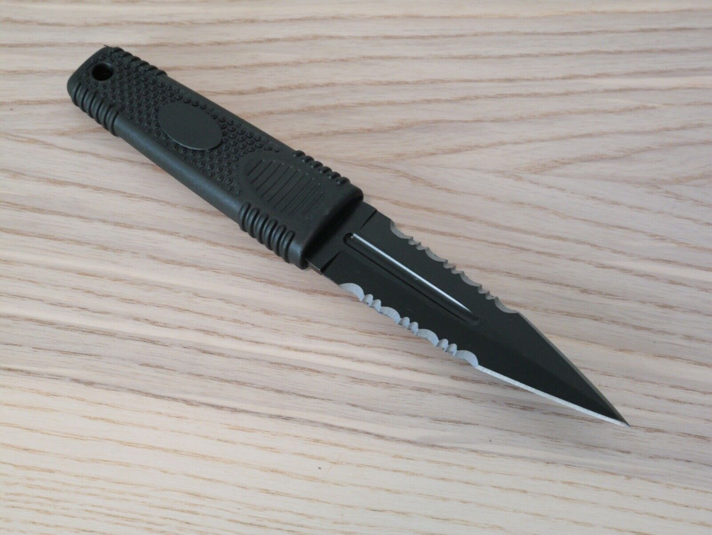8" Combat Knife Stealth Black Spear Point Double Edge Tactical Holster Stealth