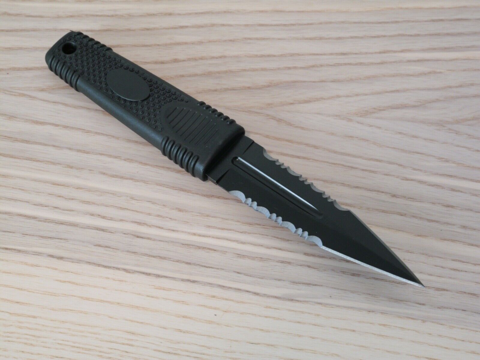 8" Combat Knife Stealth Black Spear Point Double Edge Tactical Holster Stealth