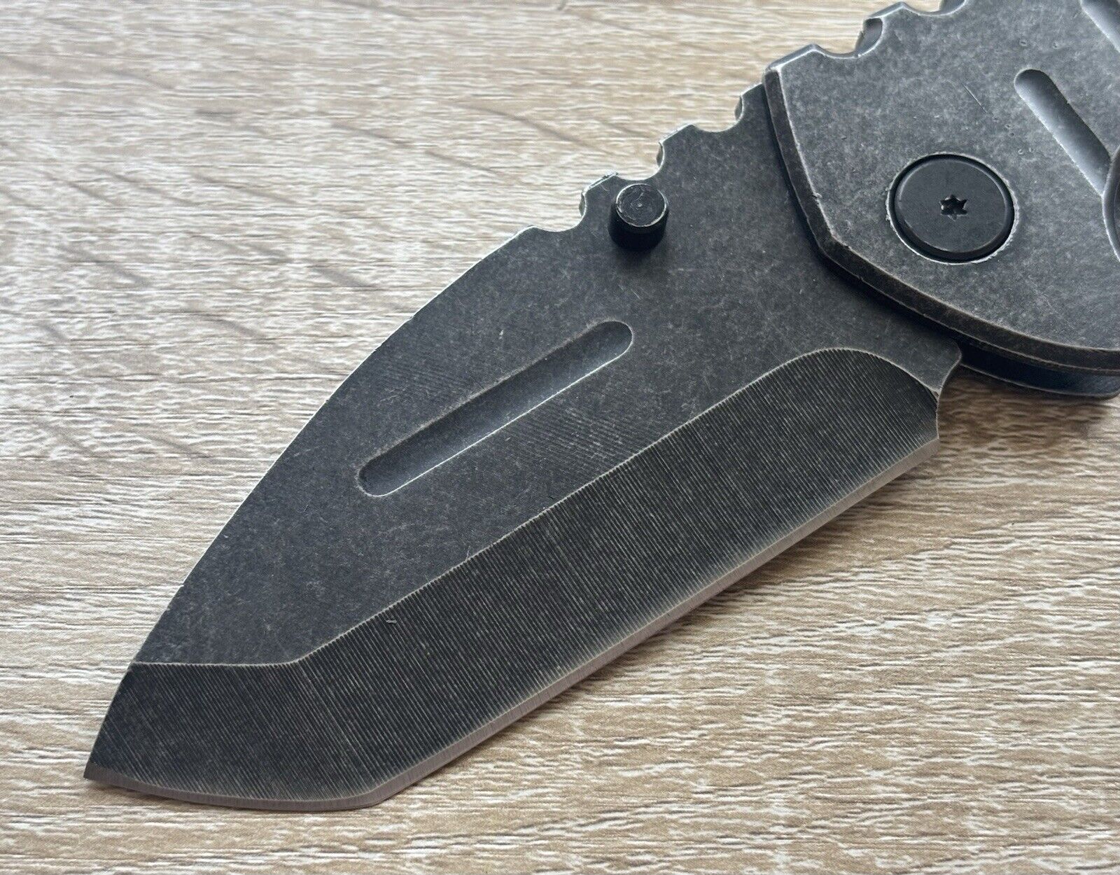 Mega Pocket Knife XL Wide Heavy Duty Manual Stonewashed Sharp Belt Clip Huge Edc