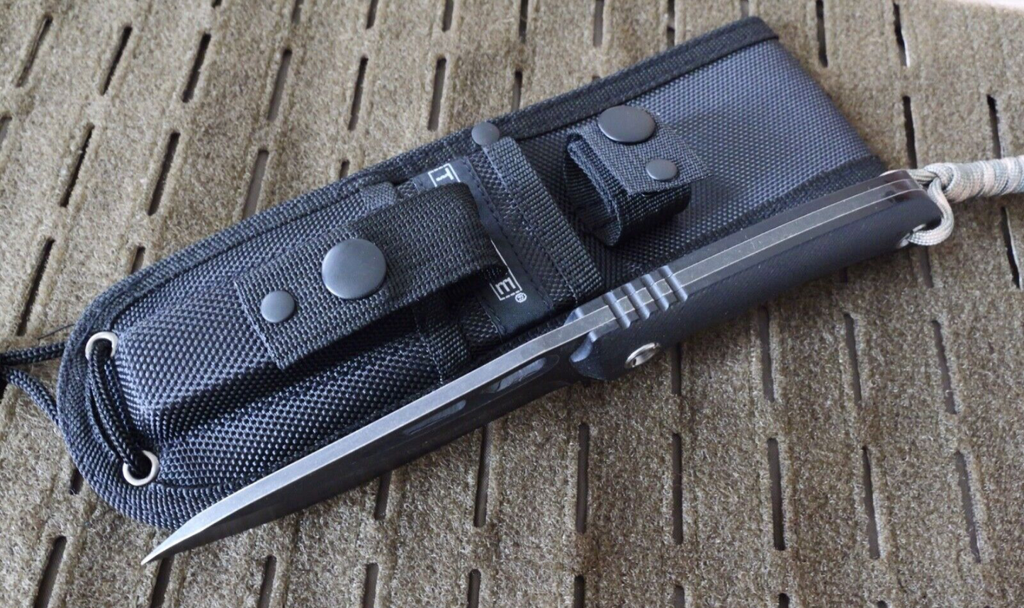 9" Fixed Blade Bushcraft Tactical Knife Full Tang 7Cr17 Steel Lanyard Firestick