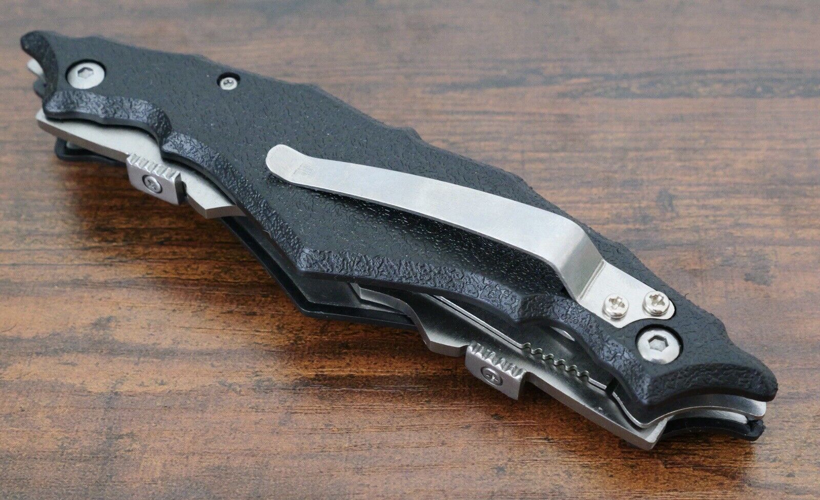 5” Skull Pocket Knife Dual Blades Black Pocket Clip Sharp 440 Stainless Tactical