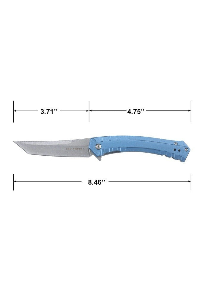 9” Slim Pocket Knife Full Metal Spring Assist Curved Tanto Blade Stonewashed Ceo