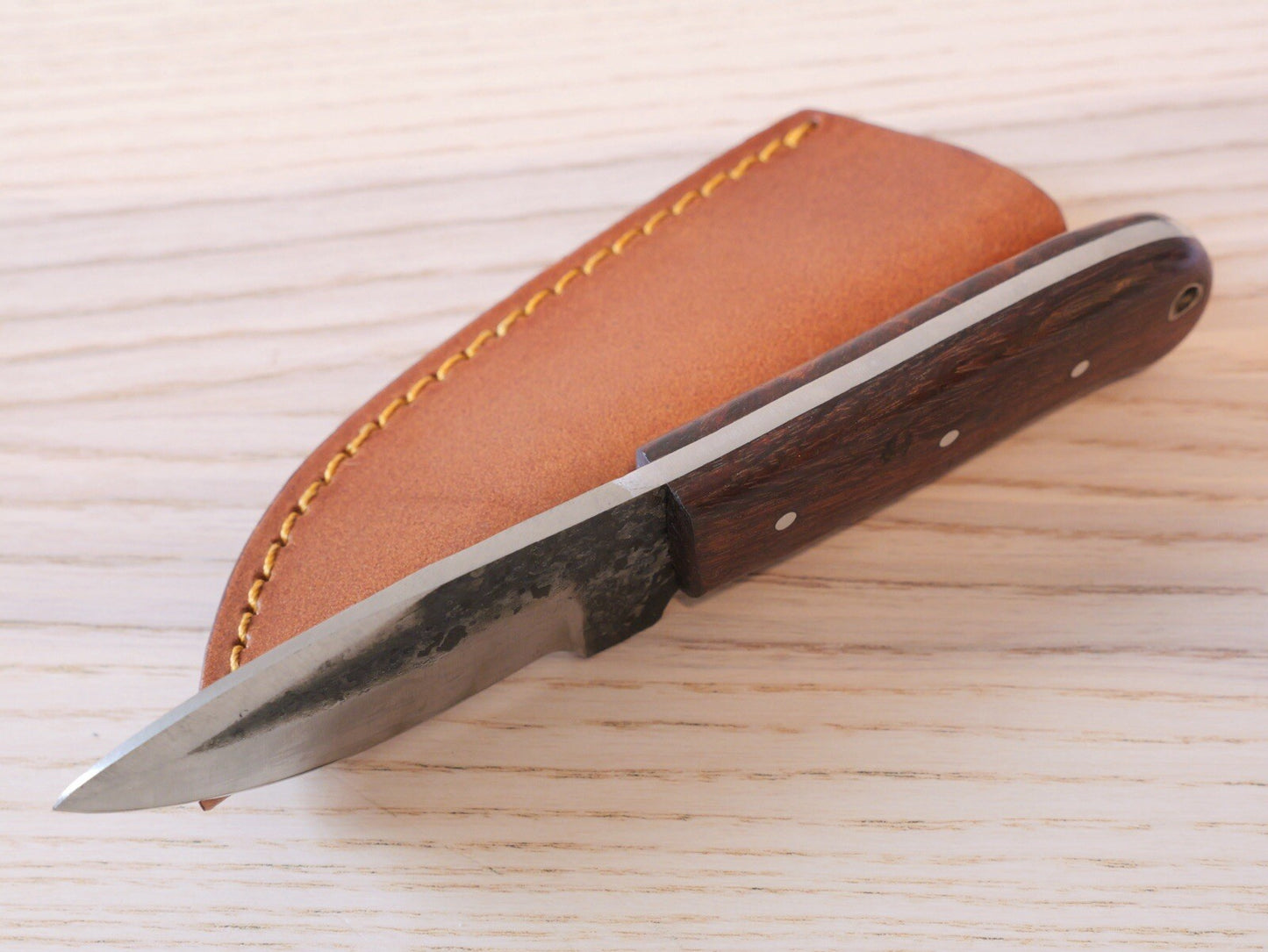 7” Carbon Steel Fixed Blade Knife Mini Full Tang Indestructible Leather Sheath